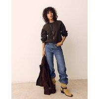 Per Una Cotton Rich Flecked Sweatshirt Dark Mole