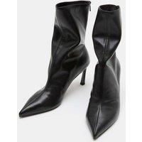 M&S Ruched Stiletto Heel Pointed Sock Boots Black