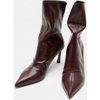 M&S Ruched Stiletto Heel Pointed Sock Boots Wine