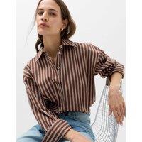 M&S Pure Cotton Oversized Striped Shirt Brown Mix