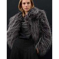 Autograph Short Tipped Faux Fur Jacket Grey Mix