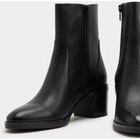 M&S Leather Block Heel Ankle Boots Black