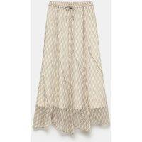 Per Una Checked Maxi A-Line skirt Ecru Mix