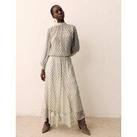 Per Una Checked Maxi A-Line skirt Ecru Mix