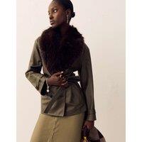 Per Una Leather Belted Trench Jacket Dark Olive