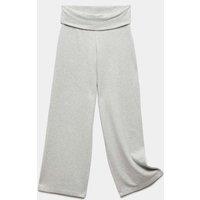 M&S Cosy Foldover Wide Leg Trousers (6-16 Yrs) Grey Marl