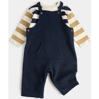 M&S Jersey Dungaree Outfit (0-3 Yrs) Navy Mix