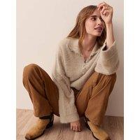 Per Una Fluffy Polo Neck Button Detail Jumper Cappuccino