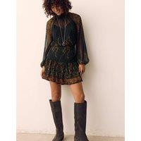 Per Una Floral High Waisted Mini Tiered Skirt Black Mix
