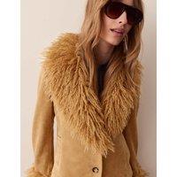 Per Una Faux Fur Collar Suedette Jacket Sandstone