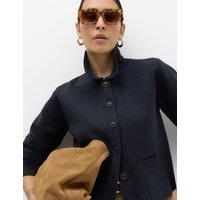 M&S Wool Rich Collared Pocket Detail Jacket Midnight Navy
