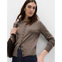 M&S Air-Yarn Crew Neck Short Cardigan Mole