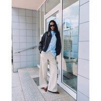 M&S High Waisted Smart Wide Leg Jeans Stone