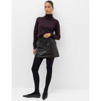 M&S Faux Leather Croc Mini Skirt Dark Burgundy