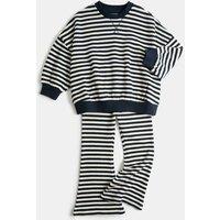 M&S 2 Piece Cotton Rich Cosy Striped Outfit (2-8 Yrs) Multi