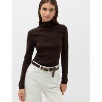 M&S Funnel Neck Fitted Knitted Top With Wool Bitter Chocolate