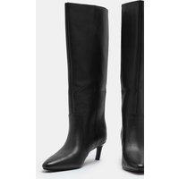 M&S Leather Kitten Heel Knee High Boots Black