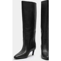 M&S Leather Kitten Heel Knee High Boots Black