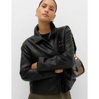 M&S Faux Leather Padded Short Jacket Black