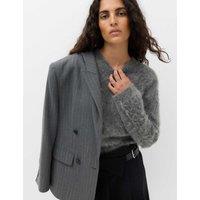 M&S Wool Blend V-Neck Jumper with Mohair Mid Grey