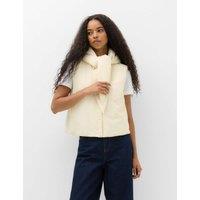 M&S Padded Tie Neck Hooded Gilet Light Cream