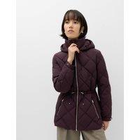 M&S Feather & Down Diamond Quilted Hooded Jacket Aubergine