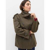 M&S Waxed Cotton Rich Double Breasted Utility Jacket Dark Olive