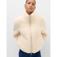 M&S Borg Funnel Neck Jacket Ecru