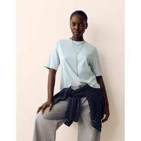 Per Una Pure Cotton Short Sleeve Boxy T-Shirt Soft Turquoise
