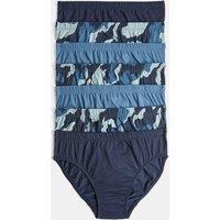 M&S 7 Pack Pure Cotton Camo Briefs (18 Mths-16 Yrs) Khaki Mix