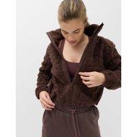 Goodmove Borg Textured Funnel Neck Fleece Jacket Dark Chocolate