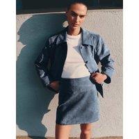 M&S Suedette Button Through Short Jacket Grey Blue