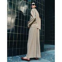 M&S Checked Double Pleat Wide Leg Trousers Multi/Neutral
