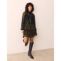 Per Una Chiffon Floral High Neck Blouse Black Mix