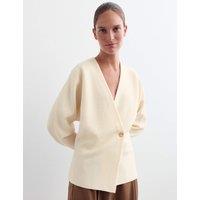 JAEGER Pure Merino Wool Wrap Cardigan Ivory