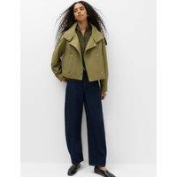 M&S Cotton Rich Double Breasted Utility Jacket Sage