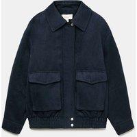 M&S Suedette Bomber Jacket Midnight Navy