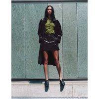 M&S Faux Leather Croc Effect Longline Car Coat Aubergine