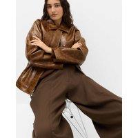 M&S Croc Faux Leather Jacket Tan
