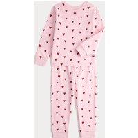 M&S 2 Piece Pure Cotton Patterned Pyjama Set (1-16 Yrs) Pink Mix