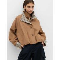 M&S Check Contrast Bomber Jacket Caramel