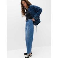 M&S Cotton Rich High Waisted Carrot Leg Jeans Medium Indigo