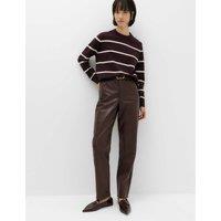 M&S Faux Leather Straight Leg Trousers Dark Burgundy