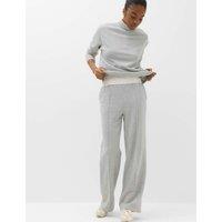 M&S Cotton Rich Pintuck Wide Leg Trousers Grey Marl