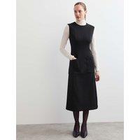 JAEGER Wool Blend Midi Column Dress Black