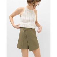 M&S Cotton Rich Utility Wrap Skort Dark Khaki