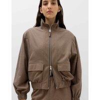 M&S Checked Funnel Neck Jacket Brown Mix