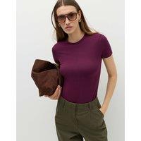 M&S Crew Neck Soft Touch T-Shirt Dark Mulberry