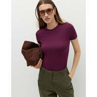 M&S Crew Neck Soft Touch T-Shirt Dark Mulberry