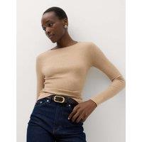 M&S Cotton Rich Ribbed Slim Fit Top Natural Mix